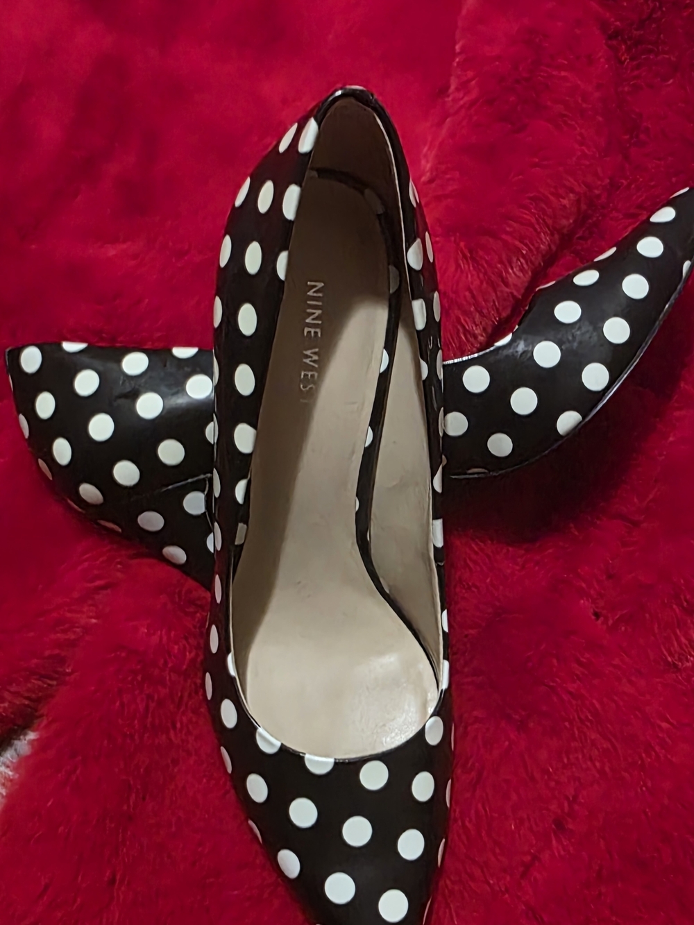 Nine West Black & White Polka Dot Pointed-Toe Heels - Picture 3 of 5